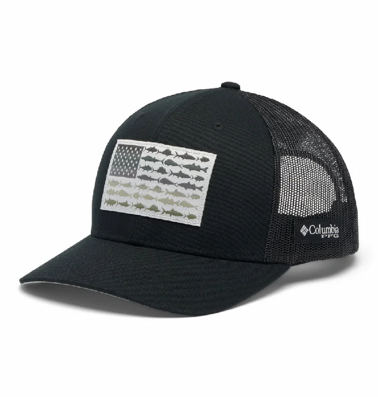Classic Style Men's PFG Fish Flag Mesh Snapback Hat - (High Crown)