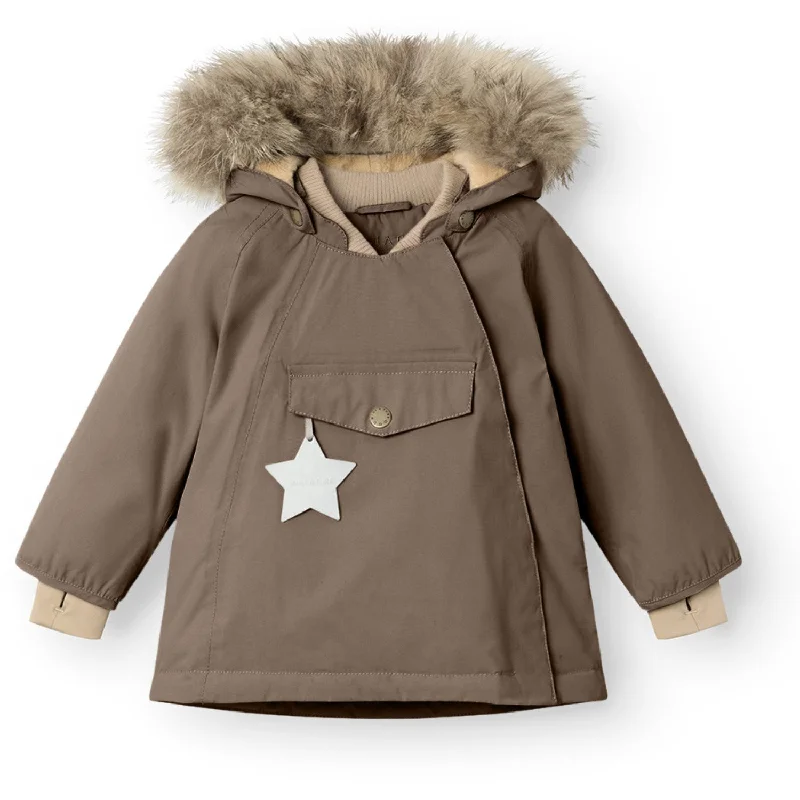 Casual Choice Mini A ture Morel grey Wang Fleece Winter Jacket m. Fur