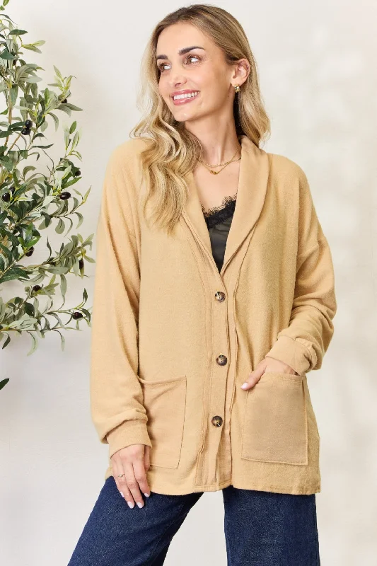 Editorial Design Heimish Full Size Button Up Long Sleeve Cardigan