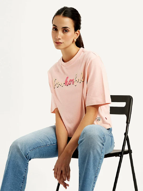 High-end Design Women's Typographic Print Relaxed Fit T-shirt