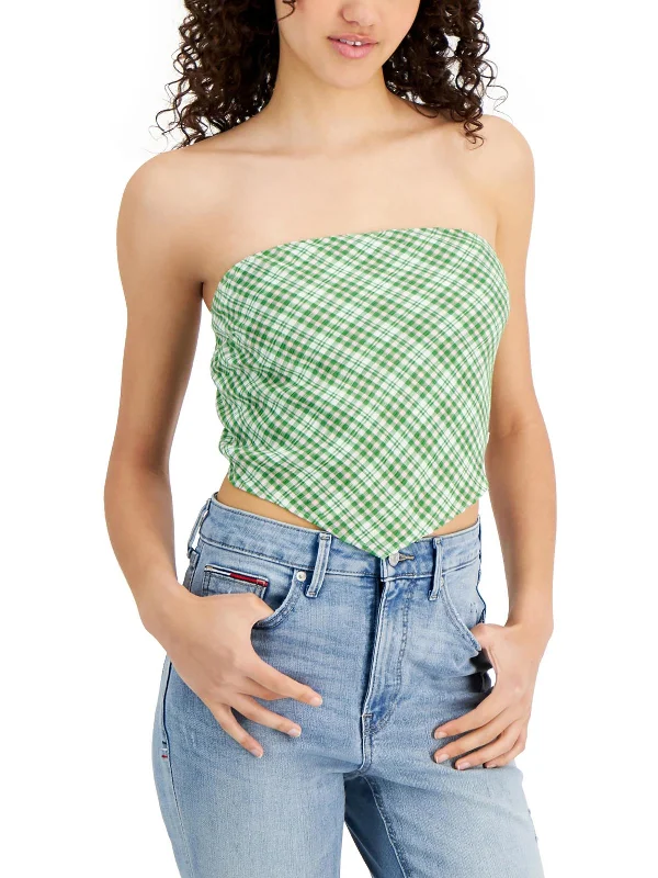 End Of The Year Womens Smocked Bandeau Cropped