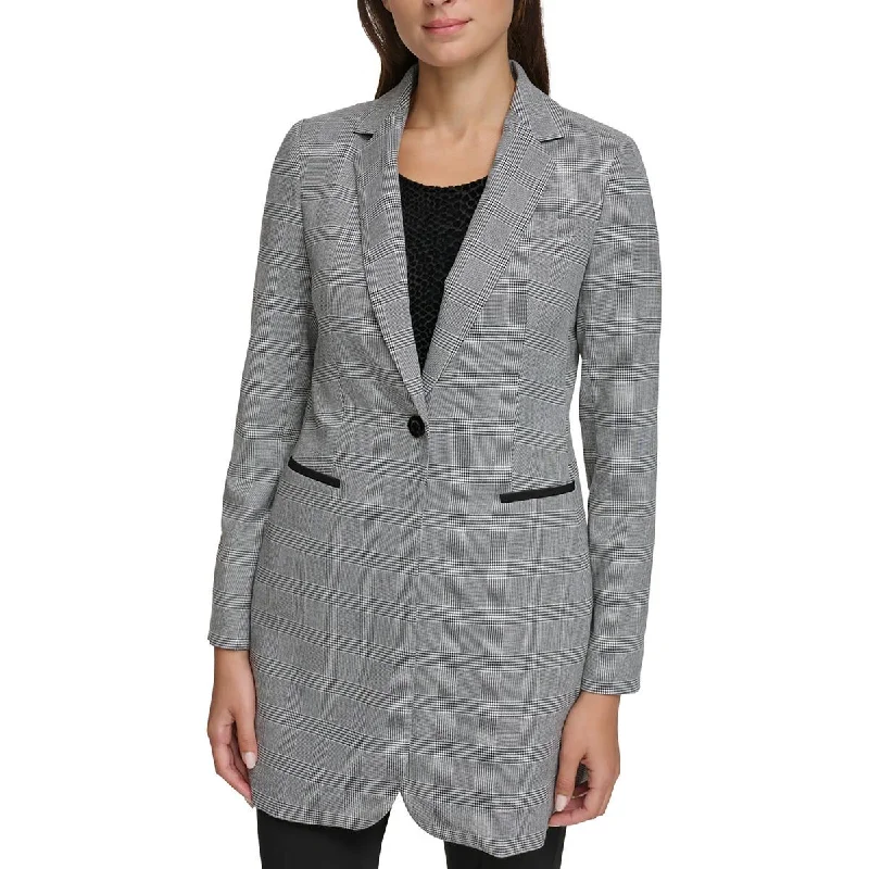 Exquisite Tailoring Tommy Hilfiger Womens Plaid  One-Button Blazer