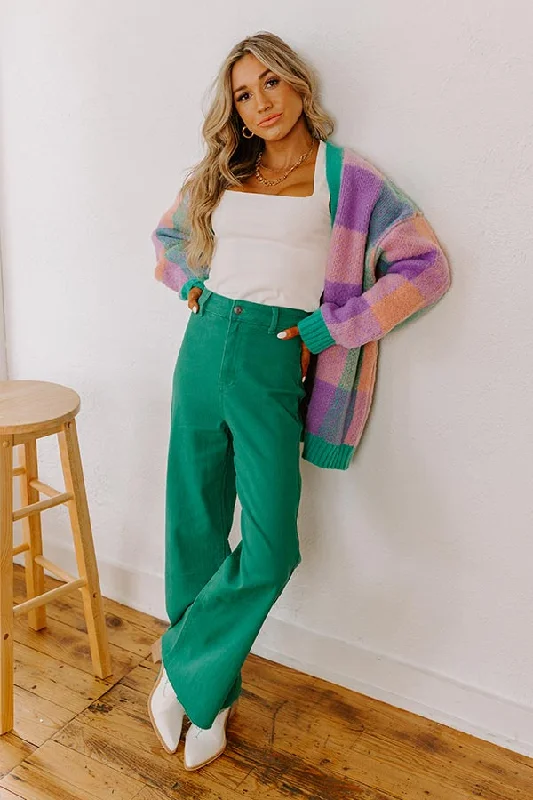 Exquisite Tailoring The Adriana High Waist Wide Leg Jean in Emerald