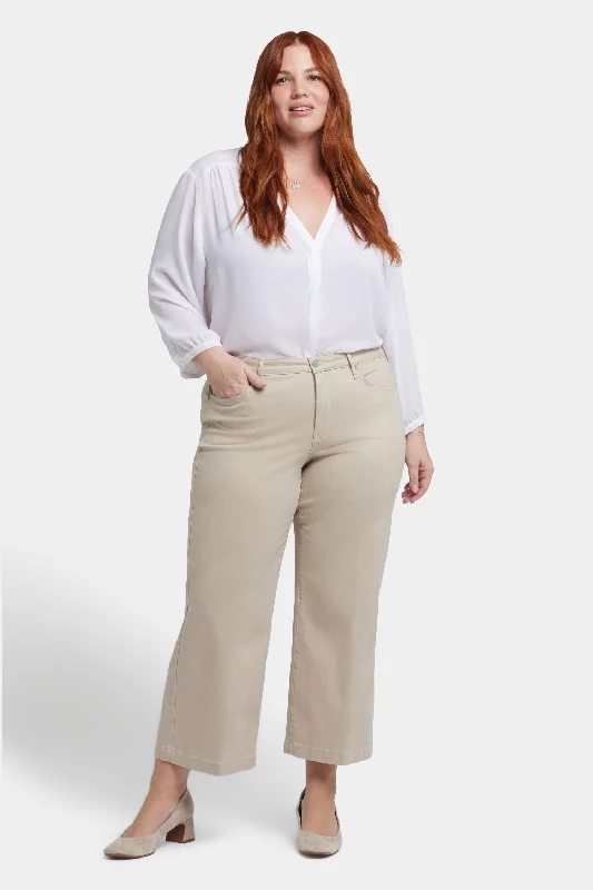 Classic Style Teresa Wide Leg Ankle Jeans In Plus Size - Feather
