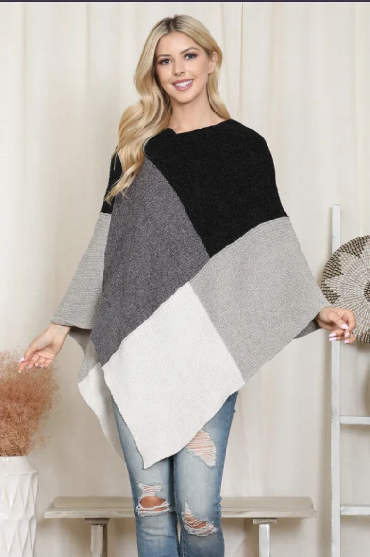 Must-have For Autumn And Winter Geometric Squares Poncho