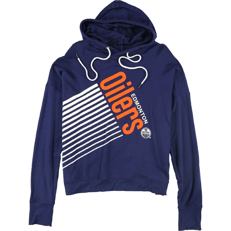 Sports Style Touch Womens Oilers Tulip Back Hoodie Sweatshirt, Blue, Medium