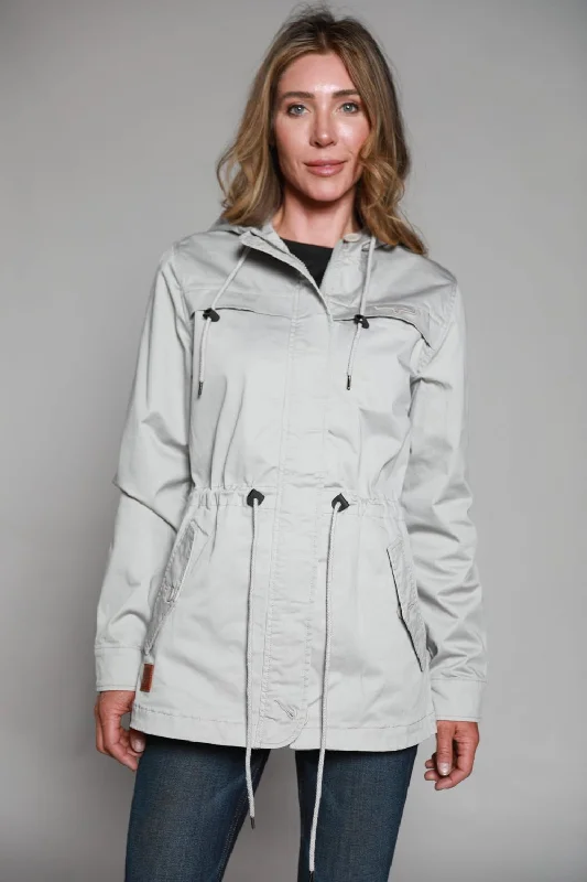 Fresh And Fashionable Kimes Ranch Womens Longrider 2 Anorak Frost Grey Cotton Blend Jacket