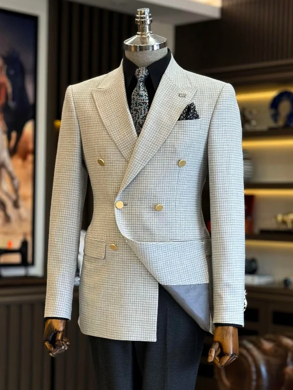 American Style Grey Double Breasted Blazer