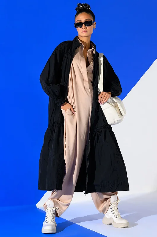Classic Style SHOOT YOUR SHOT DRAWSTRING TRENCH MAXI DRESS
