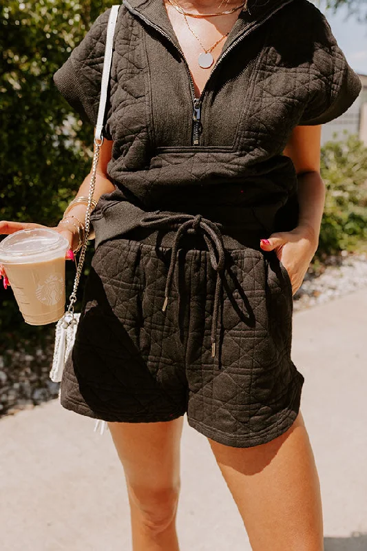 American Style Oh So Chic Quilted Shorts in Black
