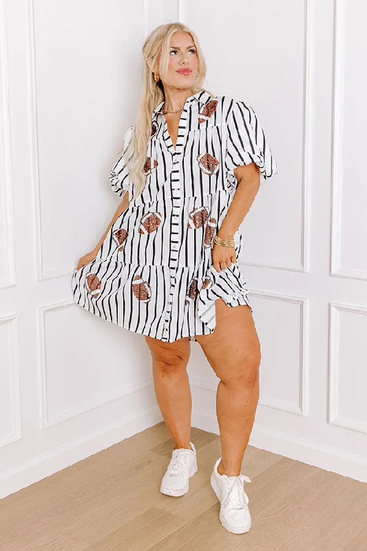 Free And Comfortable Kickoff Cutie Sequin Embroidered Mini Dress in White Curves