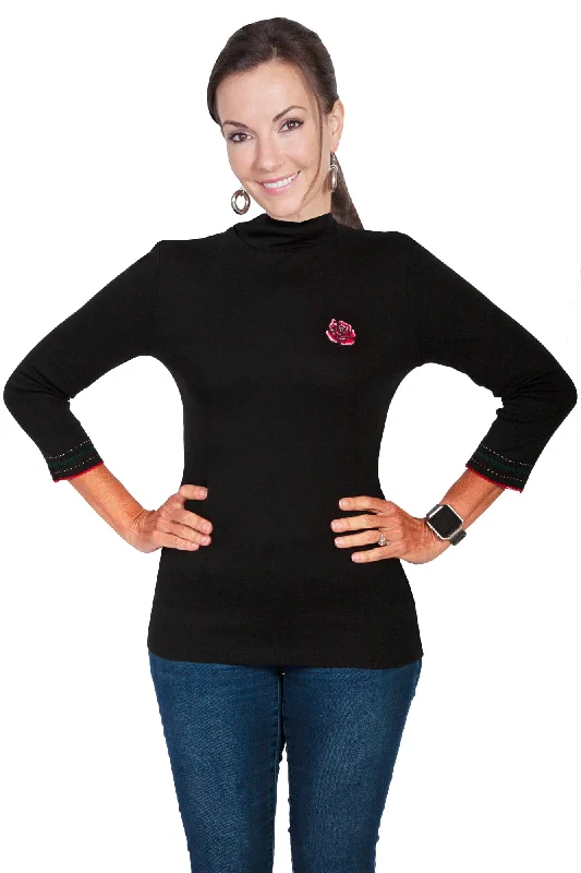Urban Style Scully Womens Black 100% Cotton Turtleneck Sweater