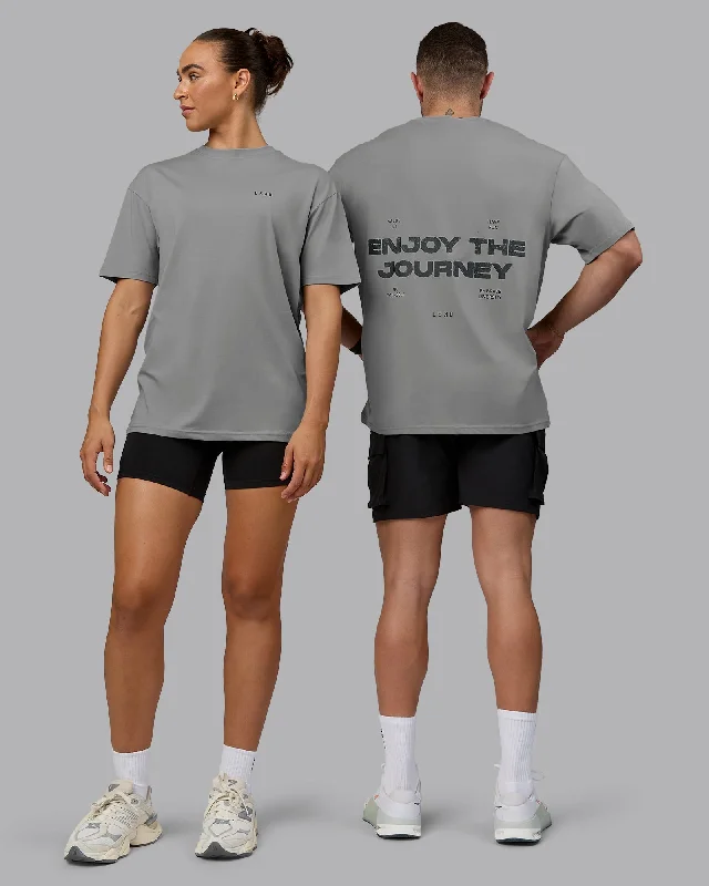 Minimal Classic Unisex Enjoy the Journey Value Series FLXCotton Tee Oversize - Circular Grey-Pirate Black