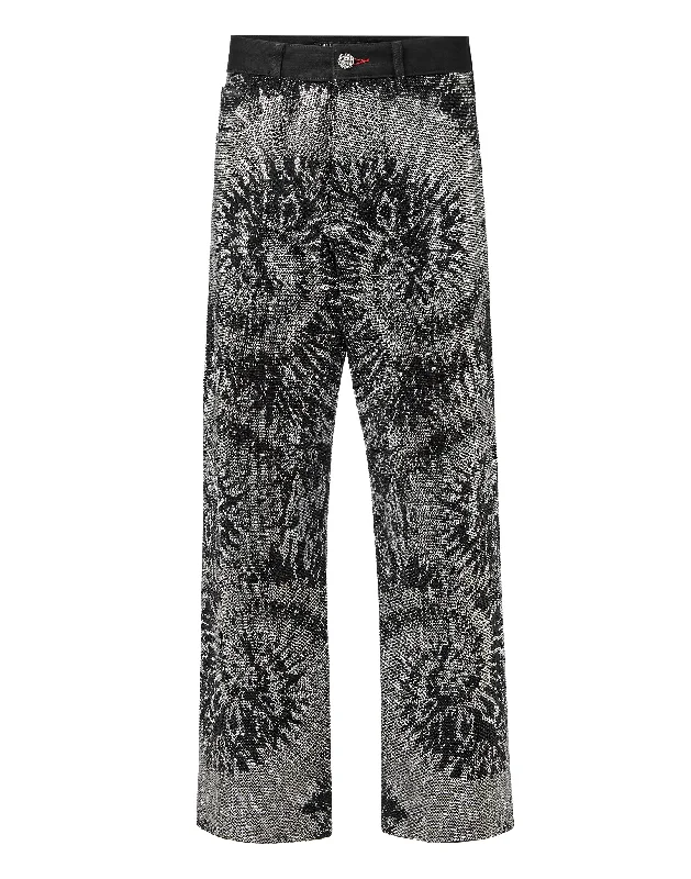 Breathable Design Denim High Rise Fit Black+White Stones Tiedye Tie dye