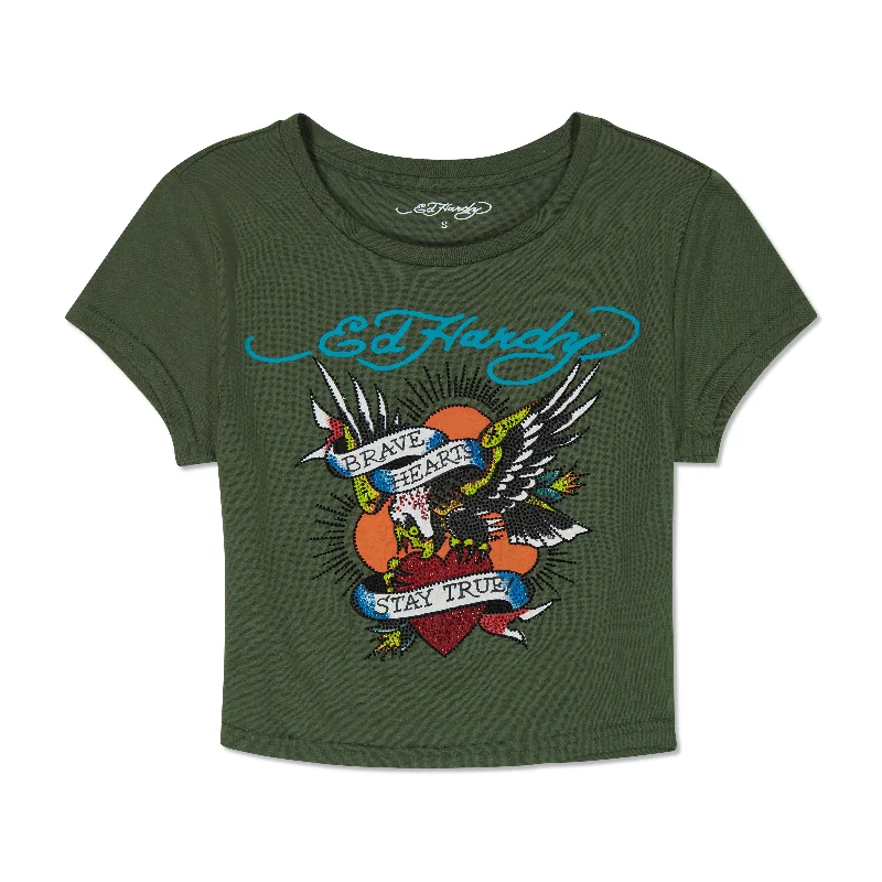Sports Style Rhinestone Brave Eagle Baby Tee