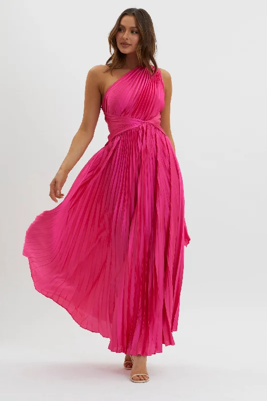 Celebrity Picks Laxmi Accordion Pleat Maxi Dress Fuchsia