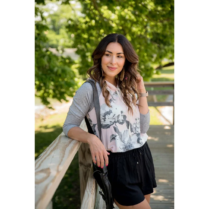 Quality Tailoring Floral Baseball Hoodie