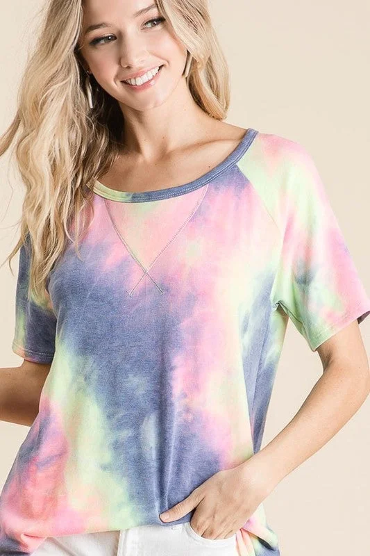 Unique Fashion Juno Tie Dye Top, Charcoal