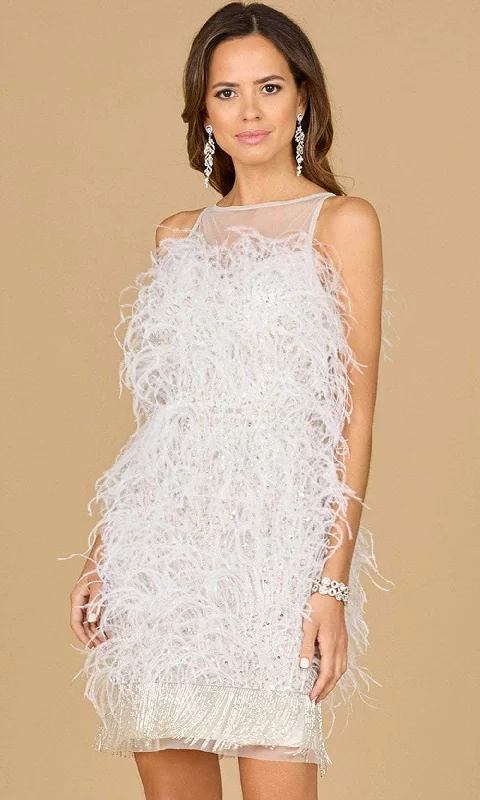 Luxury Fashion Lara Dresses 51170 - Feather Embellished Sleeveless Cocktail Dress