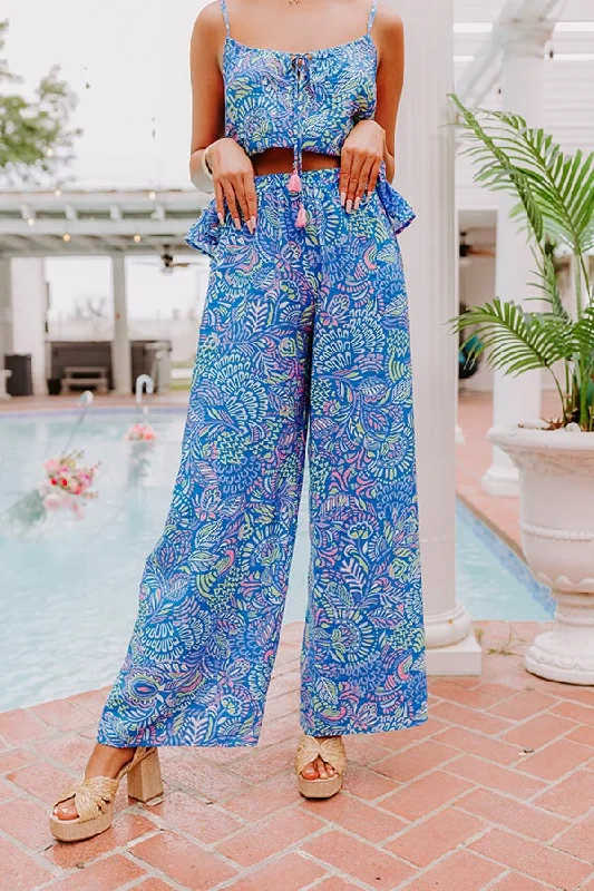 Advanced Design Set For Vacay High Waist Pants in Cobalt Blue