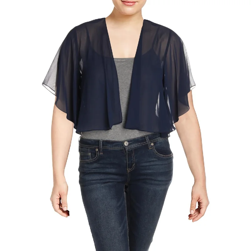Embroidery Design SLNY Womens Chiffon Sheer Bolero