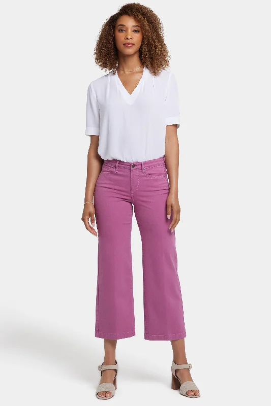 Tropical Style Teresa Wide Leg Ankle Jeans - Red Violet