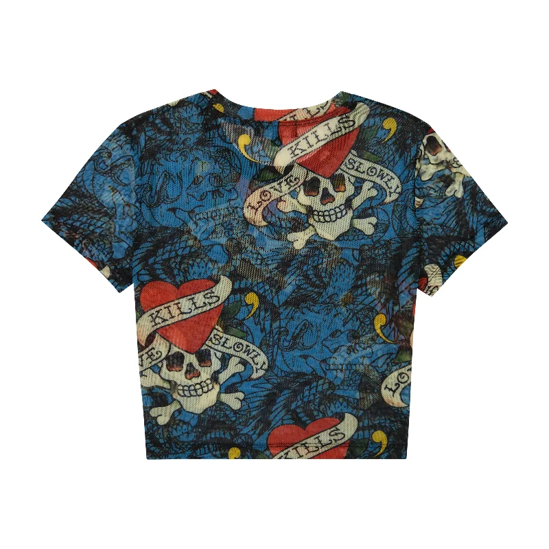 Fresh Wear Mesh Layered LKS Skull Baby Tee