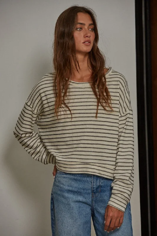 Bright Colors Ivory Black Striped Top