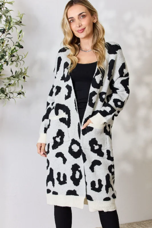 Free And Comfortable BiBi Leopard Open Front Cardigan