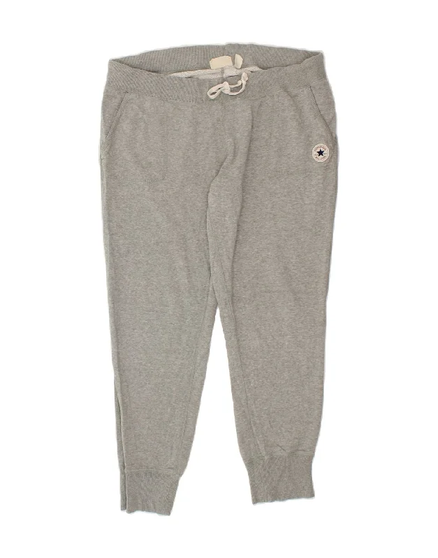 High Street Design CONVERSE Womens Tracksuit Trousers Joggers 2XL Grey Cotton