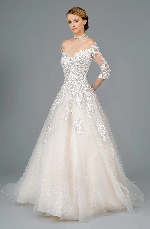 Minimal Style GLS by Gloria - GL1803 Embroidered Off-Shoulder A-line Gown