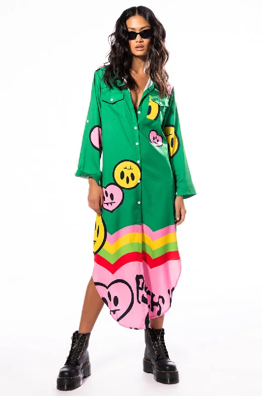 Editorial Design ARTSHOW BUTTON DOWN MAXI DRESS