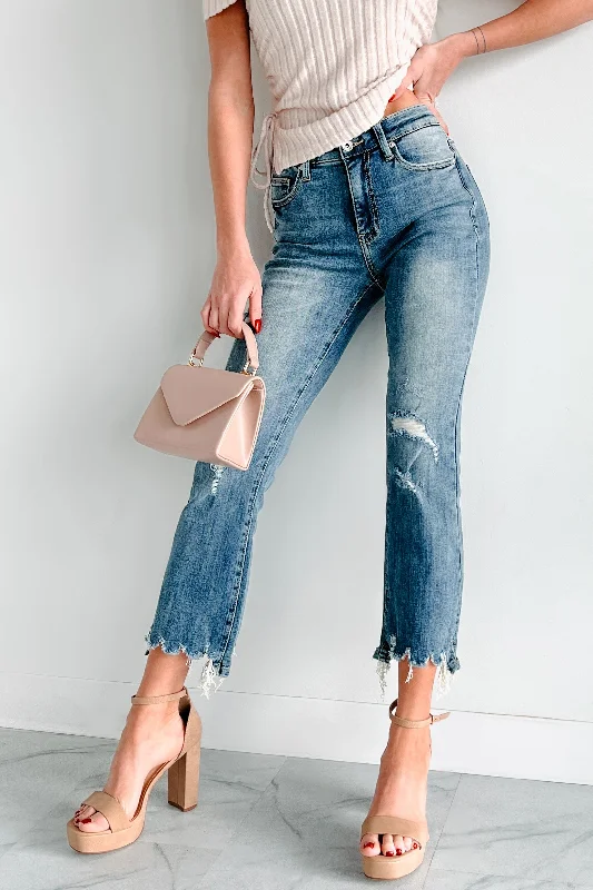 Fashion Expert Jonah Mid Rise Distressed Special A Kick Flare Jeans (Dark)