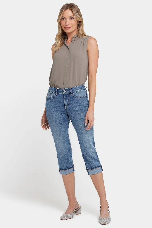 Exquisite Details Marilyn Straight Crop Jeans In Petite - Majorca Bay