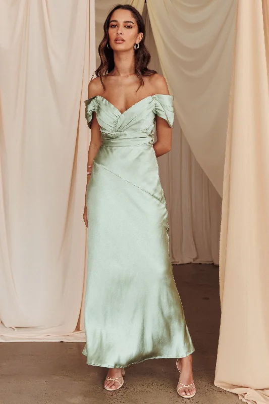 Street Fashion Katrina Off Shoulder Maxi Dress Pistachio