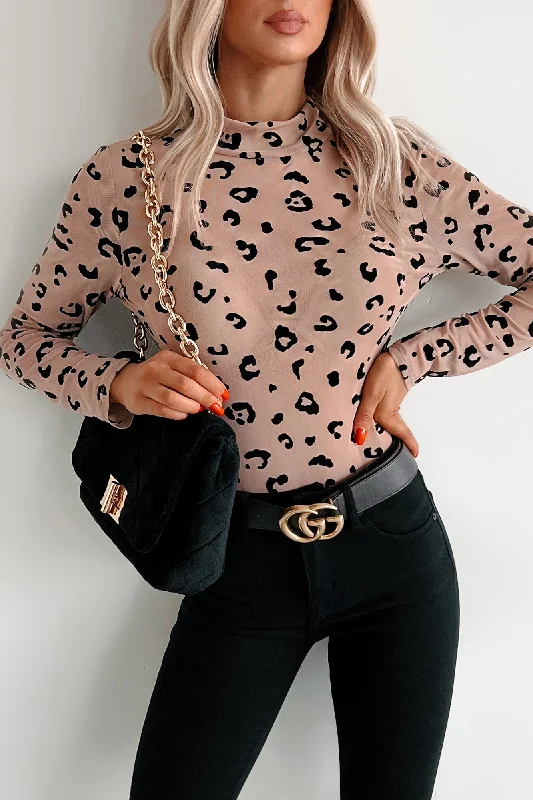 High-end Design DOORBUSTER Tell Me I'm Pretty Velvet Mesh Bodysuit (Nude Leopard)