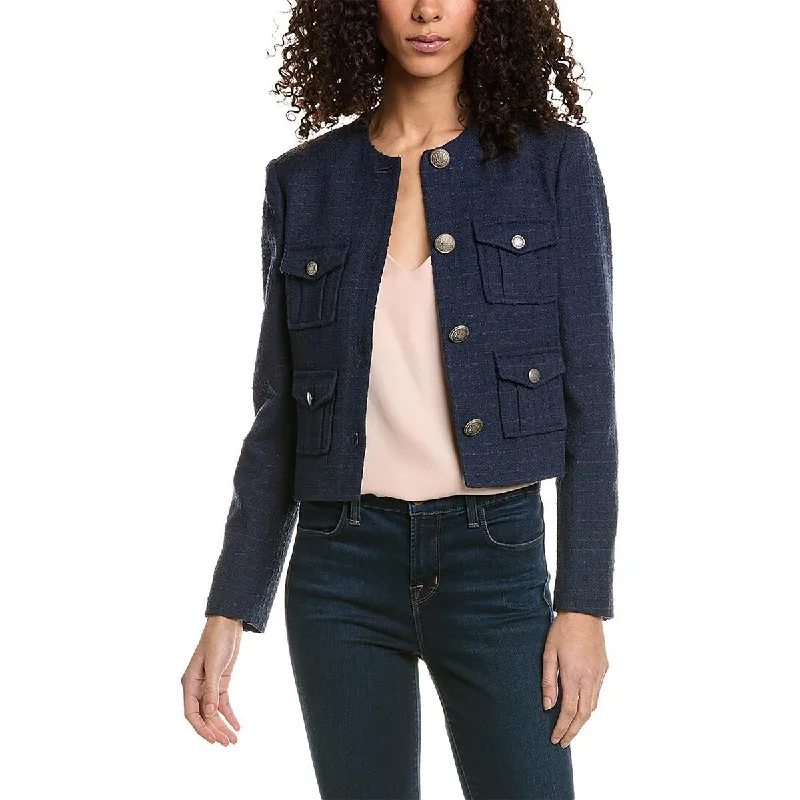 Design Trend Ted Baker Womens Pocket Cropped Collarless Blazer