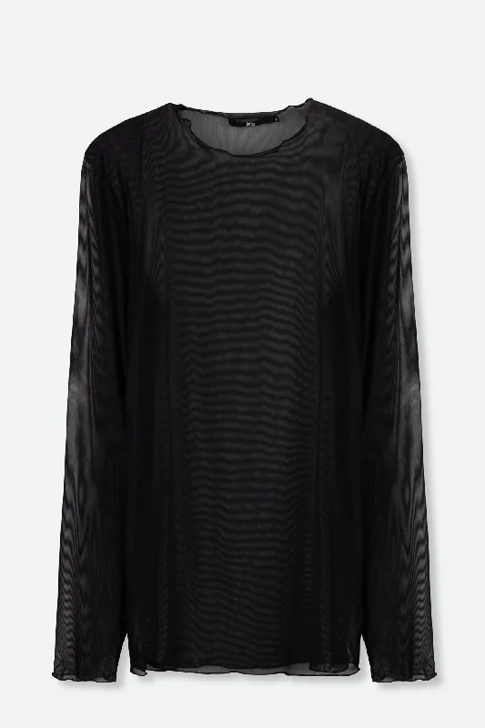 Personal Design BLACK MESH LONG SLEEVE HIGH CREWNECK