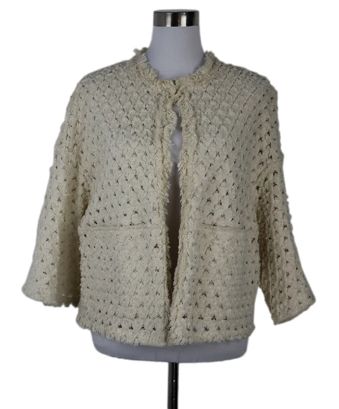 Fashion Classic Sonia Rykiel Ivory Cutwork Jacket sz 10