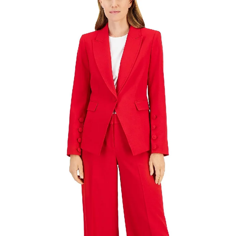 Printed Patterns Tahari ASL Womens Crepe Point Lapel One-Button Blazer
