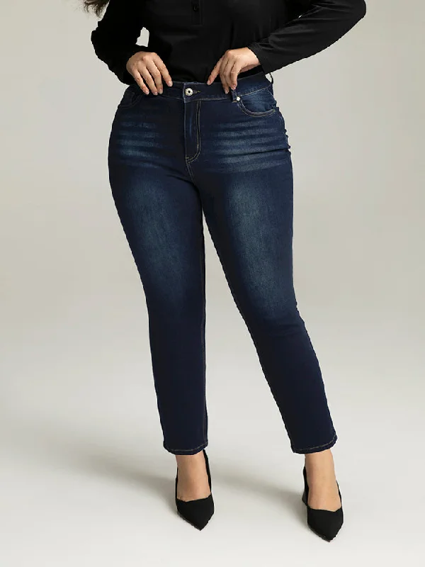 Celebrity Picks Plain Straight Leg Pocket High Rise Jeans