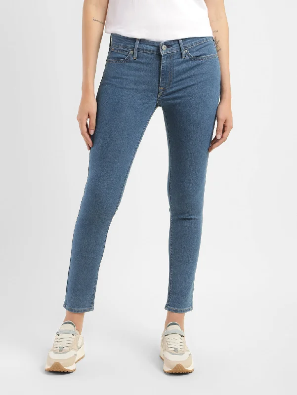 Lace Design Women's Mid Rise 711 Skinny Fit Jeans
