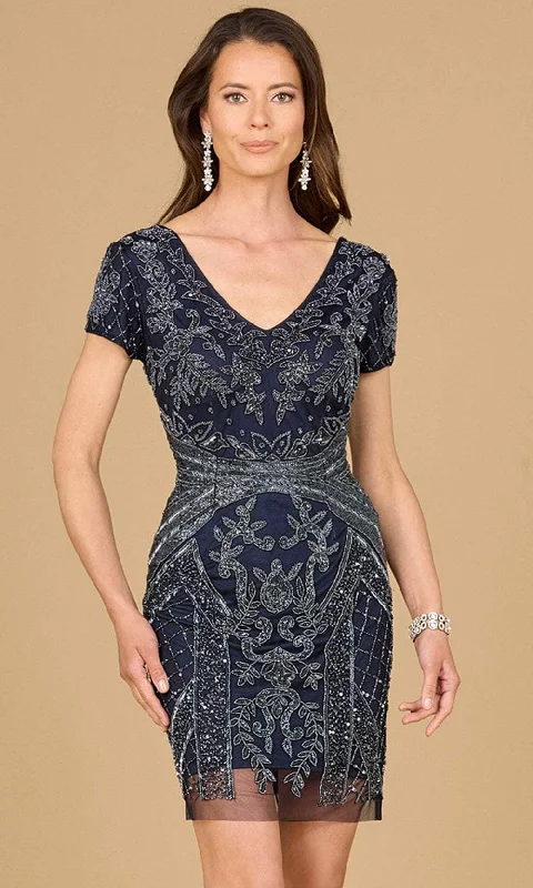 Romantic Temperament Lara Dresses 29055 - V-Neck Embellished Cocktail Dress