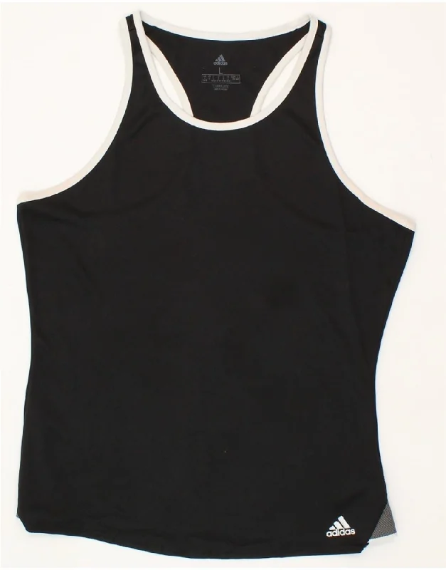 British Style ADIDAS Womens Climalite Vest Top UK 16/18 Large Black Polyester
