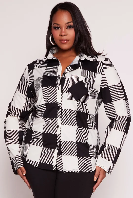 Fashionable And Fashionable Plus Size Buffalo Plaid Shirt