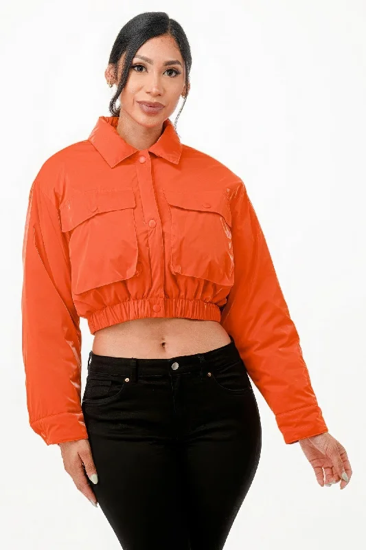 New Products Shiny Puffer Bomber Jacket