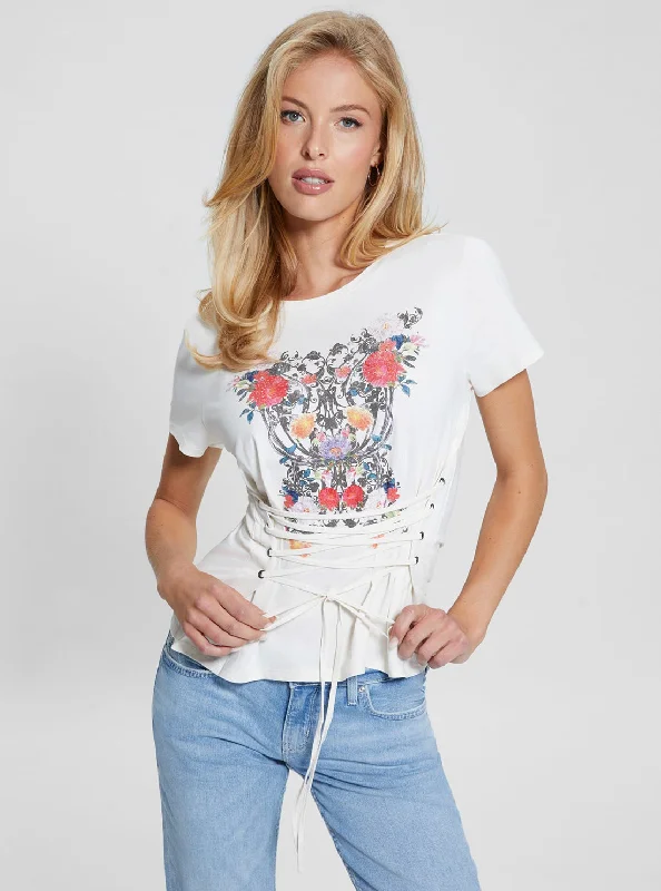 Comfortable Wear White Garden Glow Up Lace T-Shirt