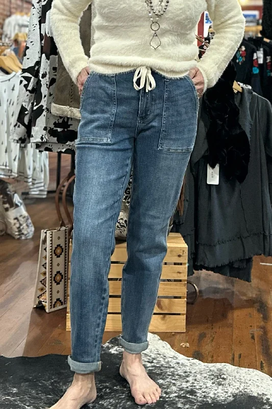 Classic Items High Rise Elastic Drawstring & Cuffed Jogger By Judy Blue