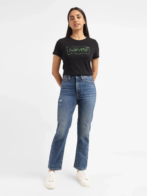 Sports Style Women's High Rise Wedgie Straight Fit Jeans