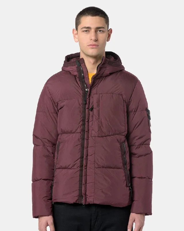 New Design Garment Dyed Crinkle Reps NY Down in Burgundy